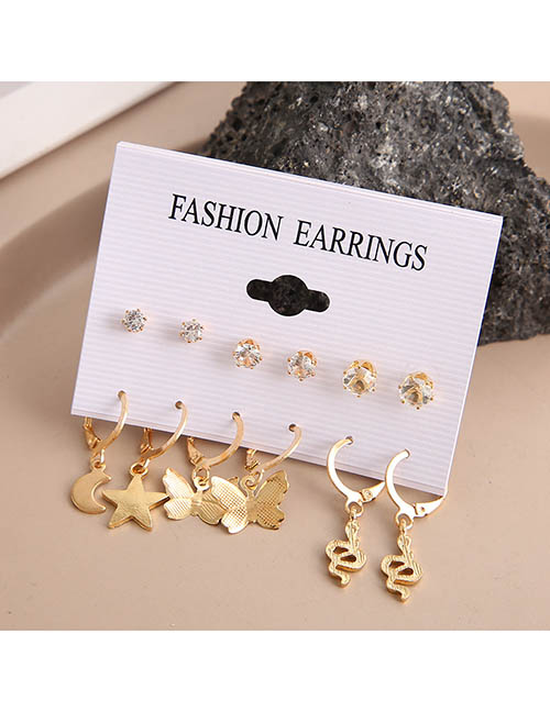 Fashion 9# Alloy Star Moon Butterfly Snake Earring Set