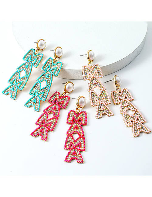 Alloy Diamond Letters Mama Earrings