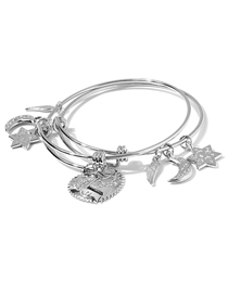 Fashion Silver Alloy Letter Heart Star And Moon Bracelet