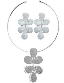 Conjunto De Collar De Aretes Florales De Metal